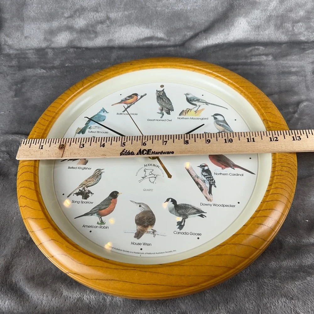 National Audubon Society Singing Bird Wall Clock Wood Frame For Parts Repair